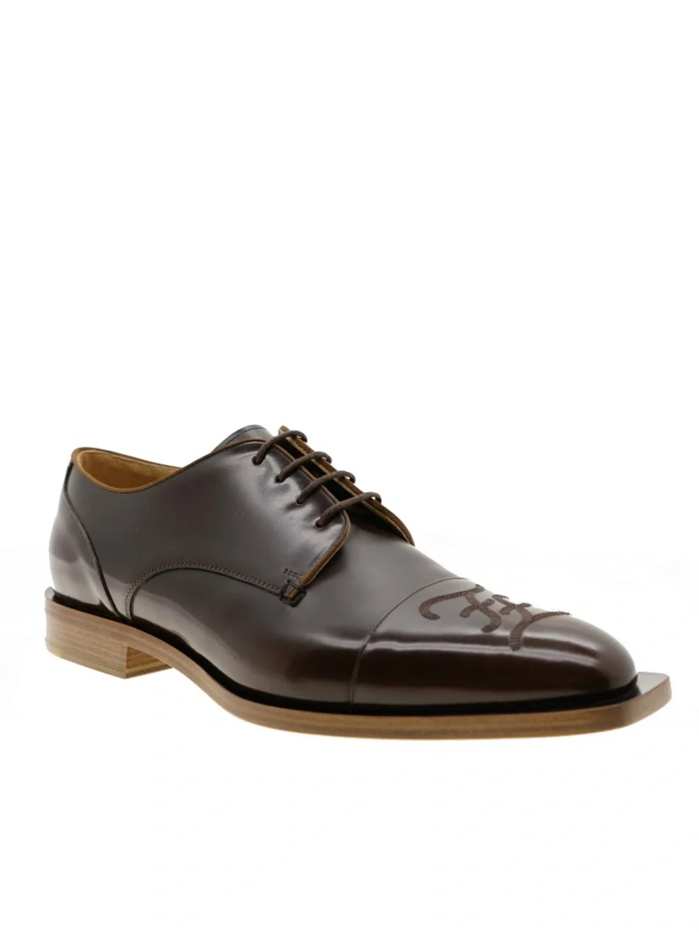 Fendi Oxford Lace-Up Shoes Karligraphy Brown Leather Size 11US New $1100